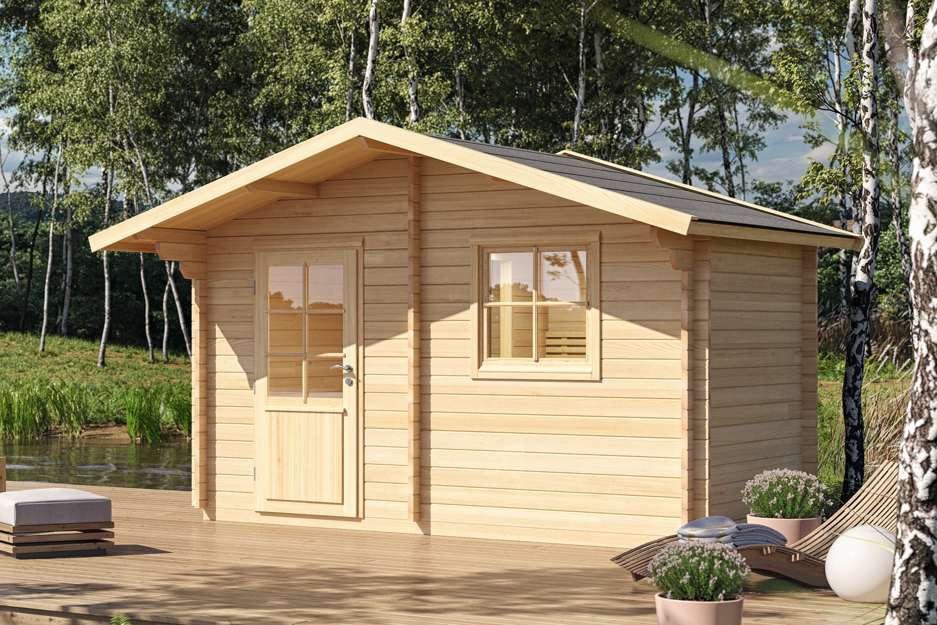 Wolff Finnhaus Saunahaus de luxe Sanna 70 -ohne Terrasse, Set-2