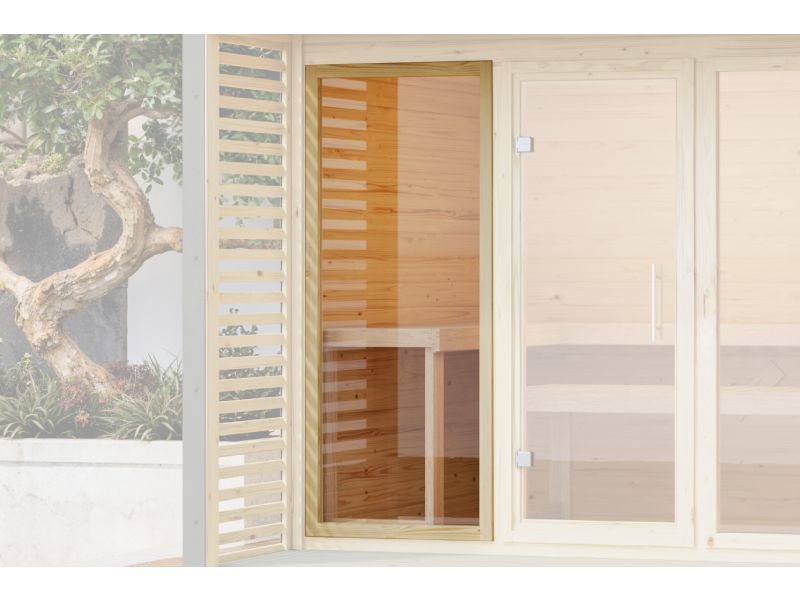 Karibu Saunafenster natur für 38 mm Saunen, Klarglas