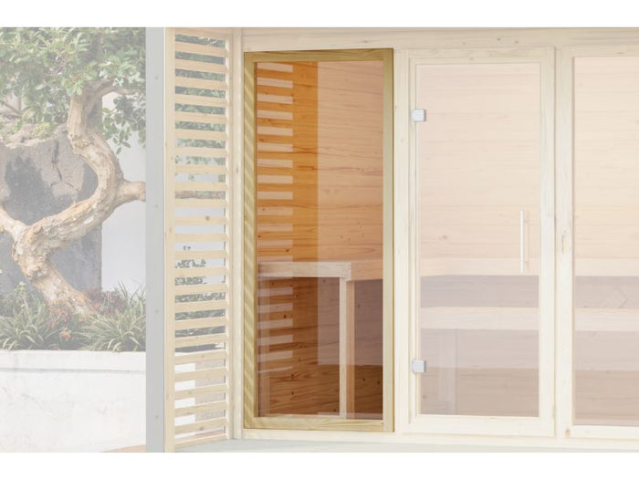 Karibu Saunafenster natur für 38 mm Saunen, Klarglas