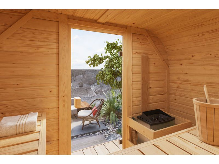 Karibu Fasssauna Quadro 1 Plus,38 mm, inkl. 9 kW Ofen integr. Steuerung