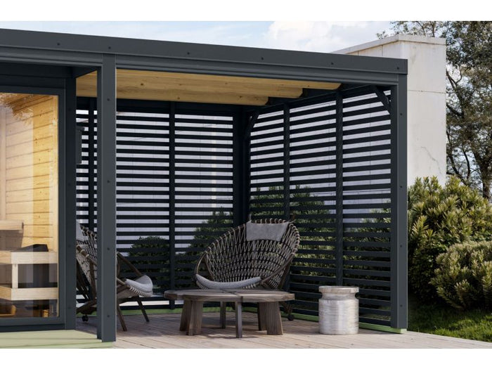 Karibu Anbaudach für Ares inkl. Lamellenwänden anthrazit/anthrazit