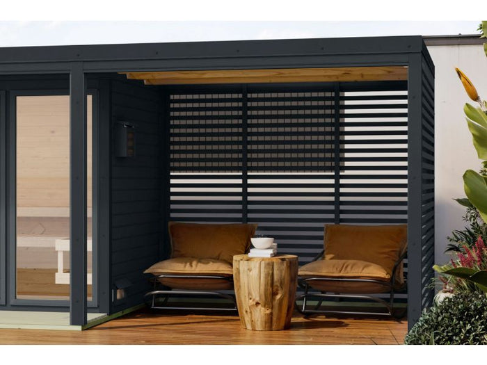 Karibu Anbaudach für Ares inkl. Lamellenwänden anthrazit/anthrazit