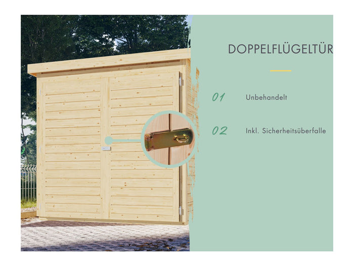 Karibu Fahrradgarage 3, natur 19 mm