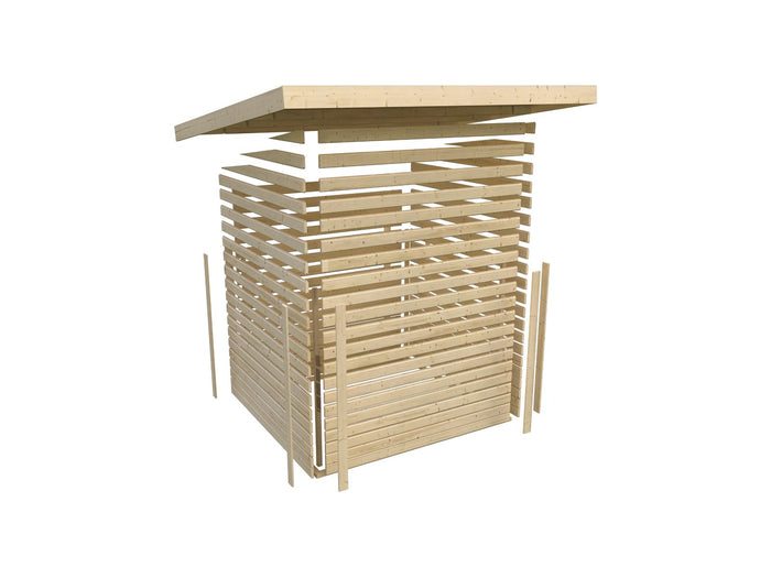 Karibu Gartenhaus Kerko 6 mit 2,40 m Anbaudach, 19 mm, terragrau