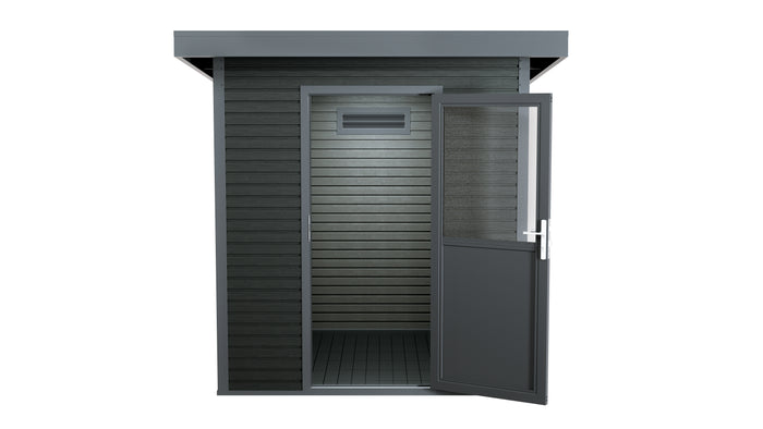 WPC Gartenhaus Linia 2020 inkl. Dachrinnen-Set, 2-farbig Grau/Anthrazit