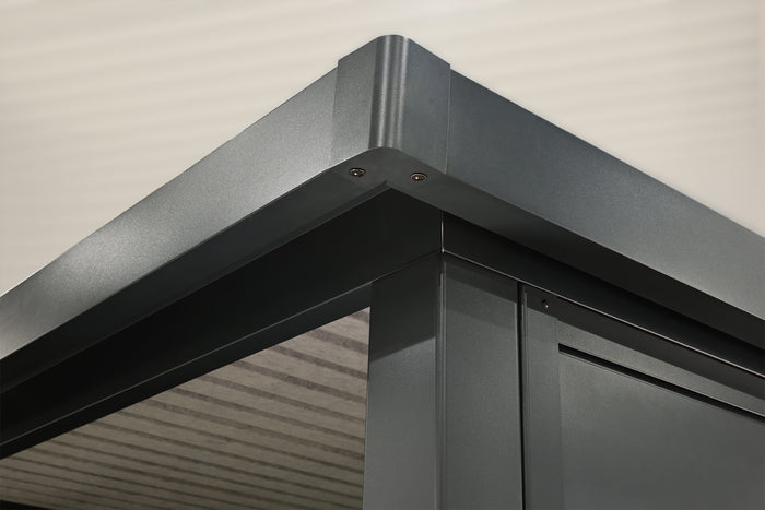 Wolff Finnhaus Metallgartenhaus Thorin 3924, Anthrazit, 1 flg, inkl. Seitendach 1,50 m links