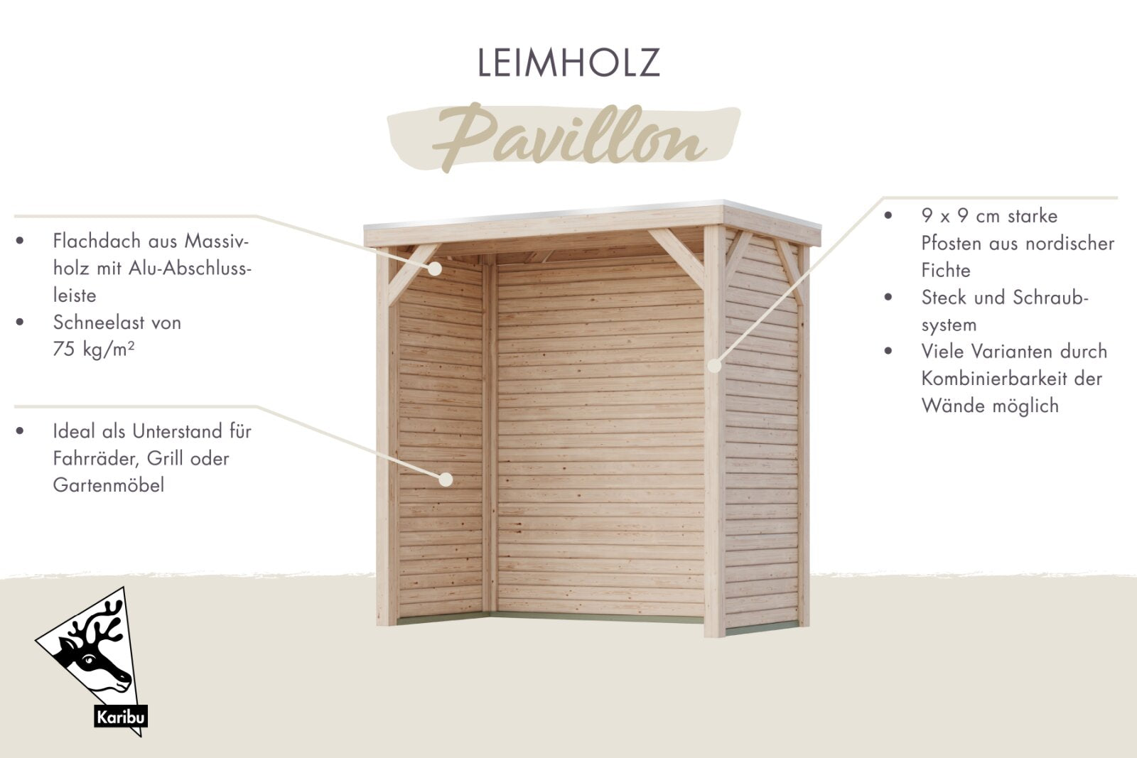 Karibu Pavillon Cubeco halb, natur