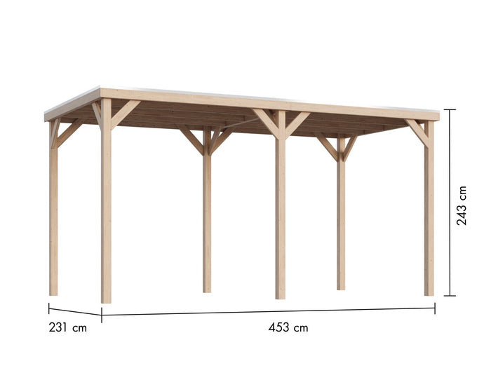 Karibu Pavillon Cubeco im Set mit 1 Verlängerung, natur