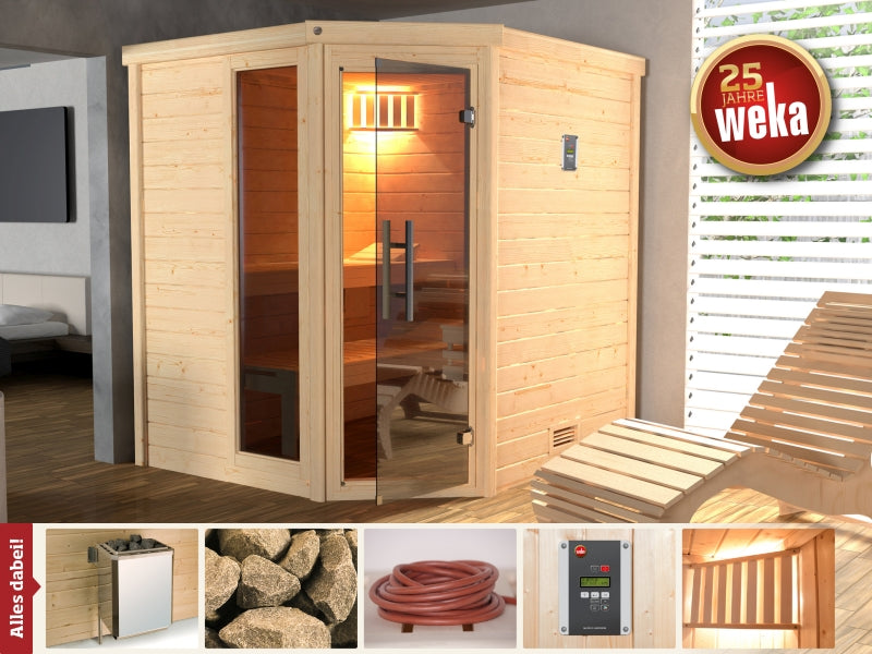 Weka Premium-Massivholzsauna Turku 1 GTF Sparset 1 inkl. 7,5 kW Sauna-Ofen