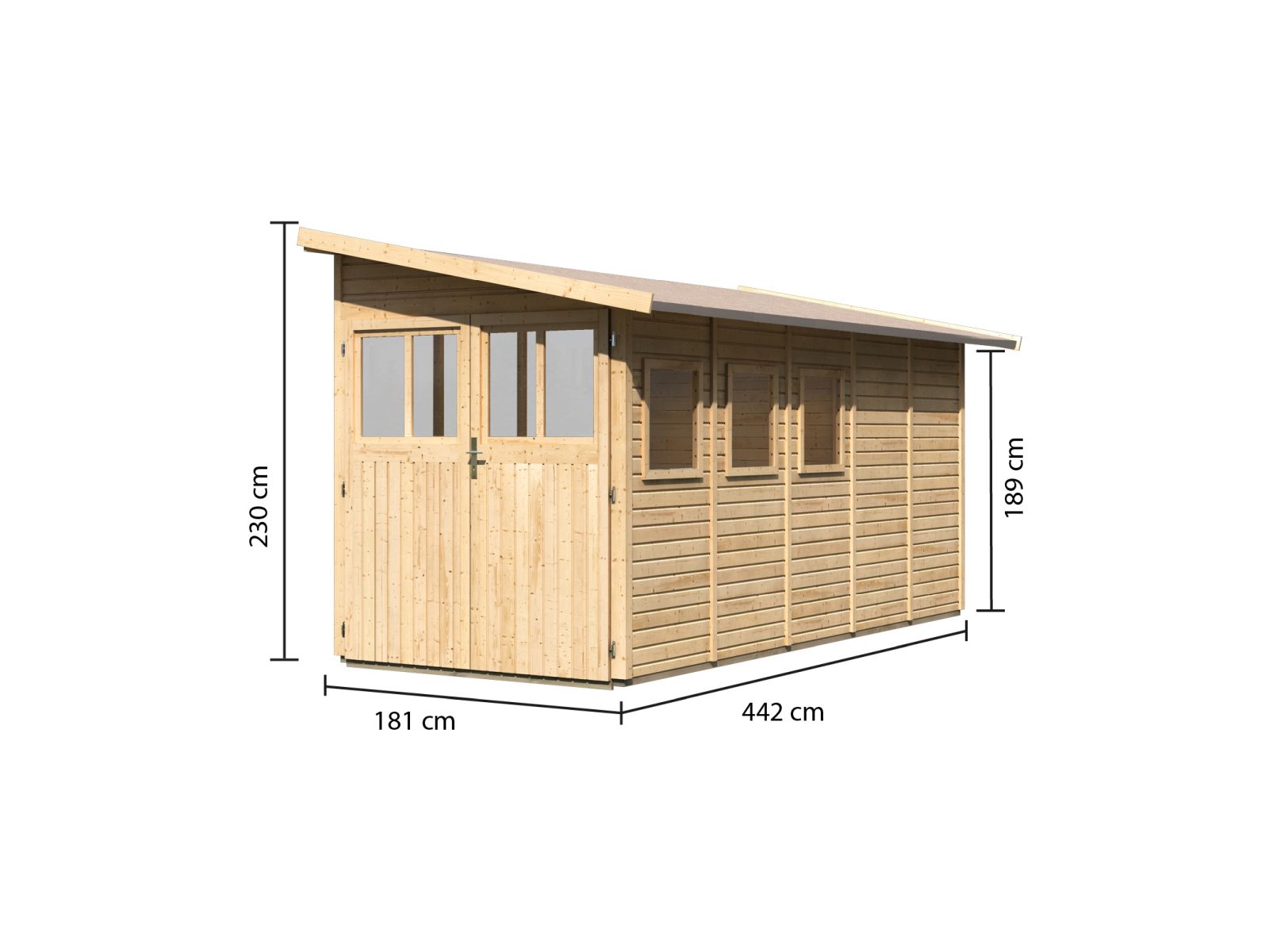 Karibu Gartenhaus Wandlitz 5 natur 19 mm