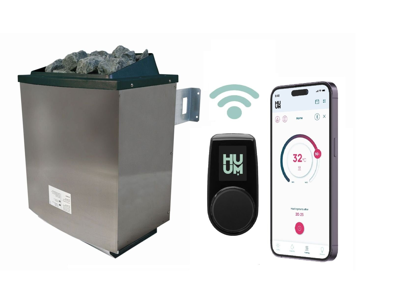 Karibu Sauna Alcinda 2, 68 mm, inkl. 9 kW Ofen ext. Steuerung Wifi HUUM - ohne Dachkranz -