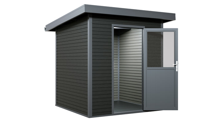 WPC Gartenhaus Linia 2020 inkl. Dachrinnen-Set, 2-farbig Grau/Anthrazit