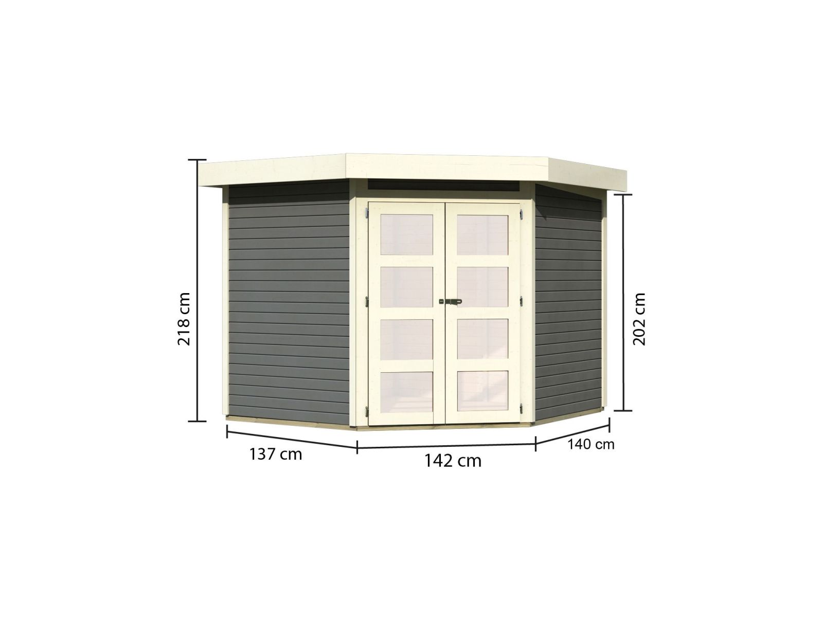 Karibu Gartenhaus Goldendorf 5 terragrau 19 mm