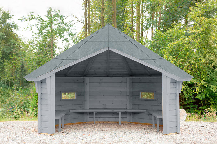 Wolff Finnhaus Wetterschutzhütte Wanja 3327 XL 45 Betongrau