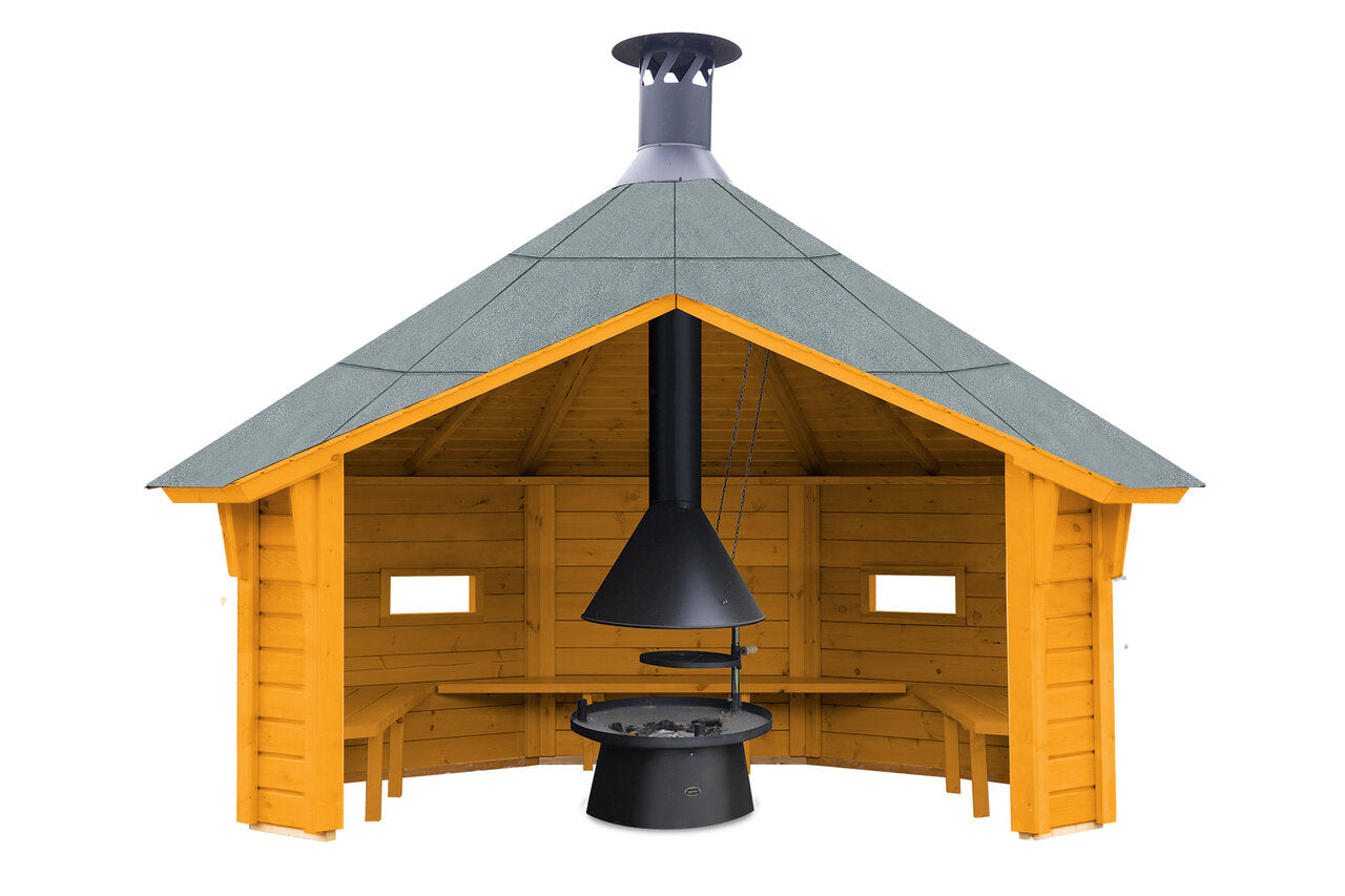 Wolff Finnhaus Wetterschutzhütte Wanja 3327 XL 45 Eiche Rustikal mit Grill