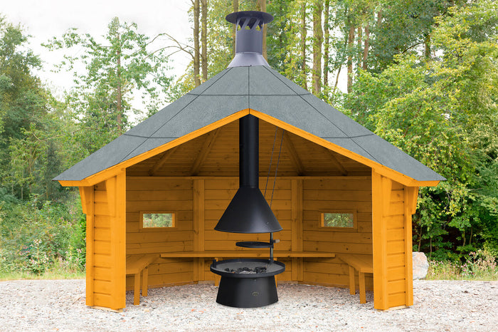 Wolff Finnhaus Wetterschutzhütte Wanja 3327 XL 45 Eiche Rustikal mit Grill