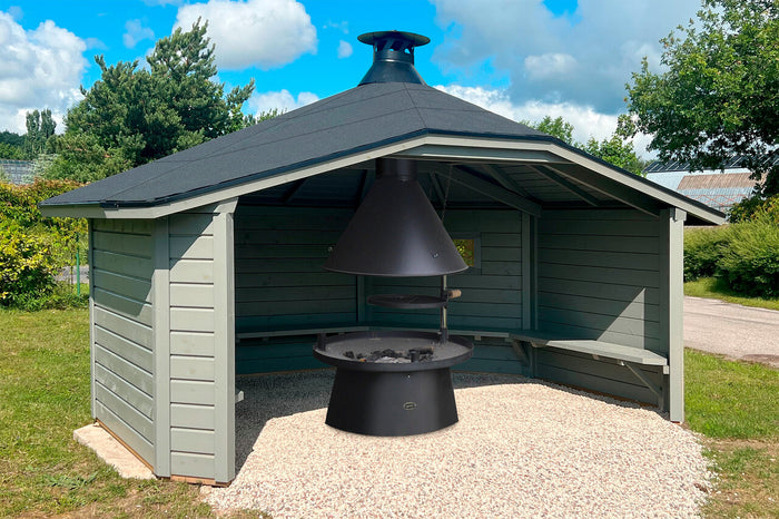 Wolff Finnhaus Wetterschutzhütte Wanja 3342 45 Betongrau mit Grill