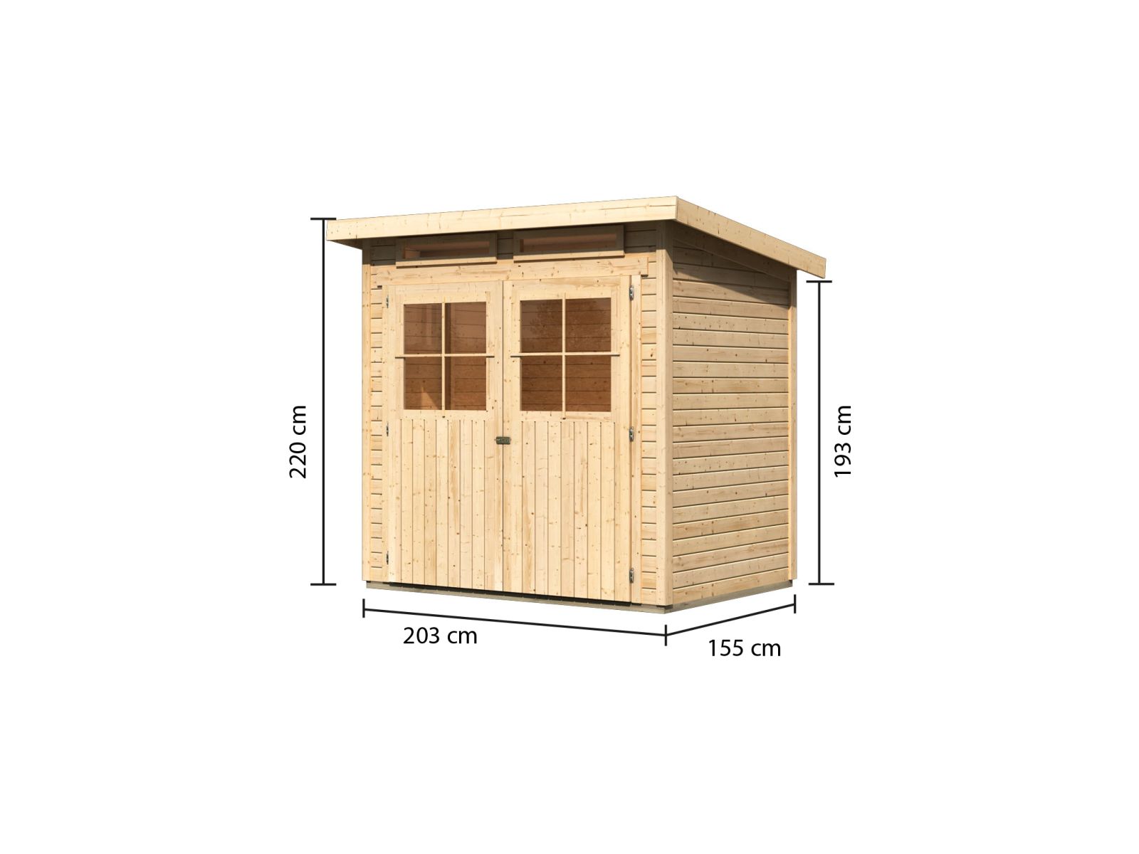 Karibu Gartenhaus Glücksburg 2 natur 19 mm