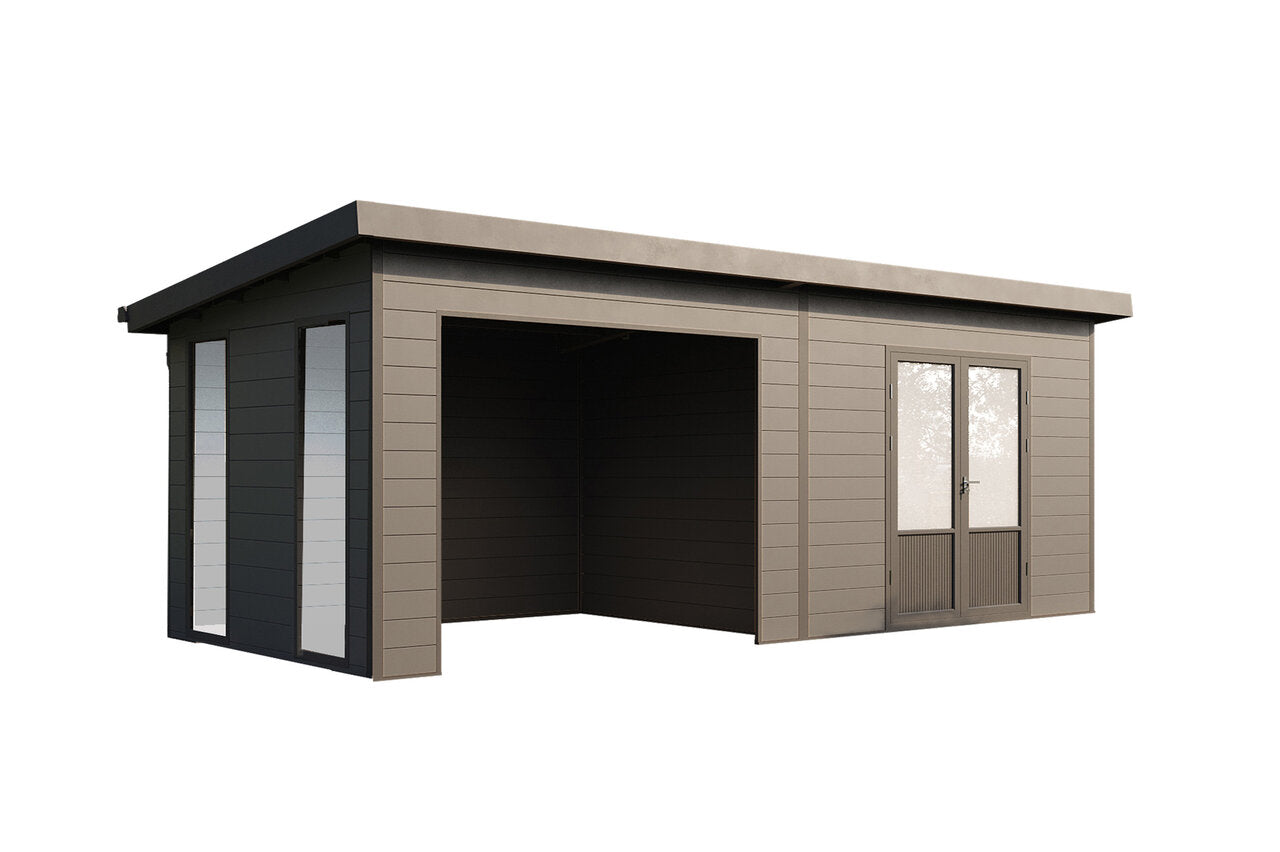 Wolff Finnhaus WPC-Haus Tona 5024 Anthrazit mit Wandpaket