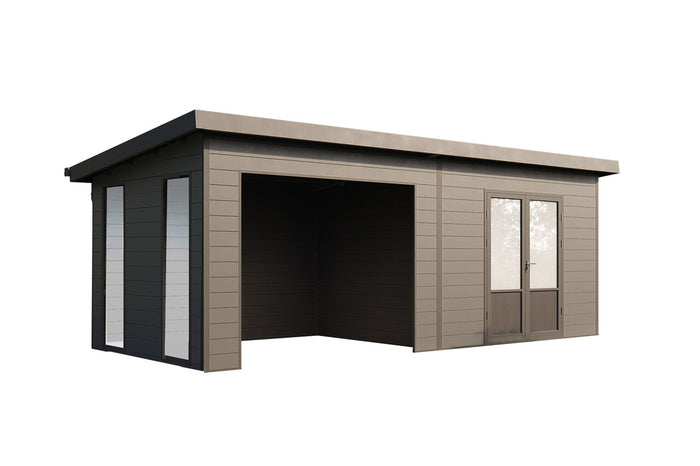 Wolff Finnhaus WPC-Haus Tona 5024 Anthrazit mit Wandpaket