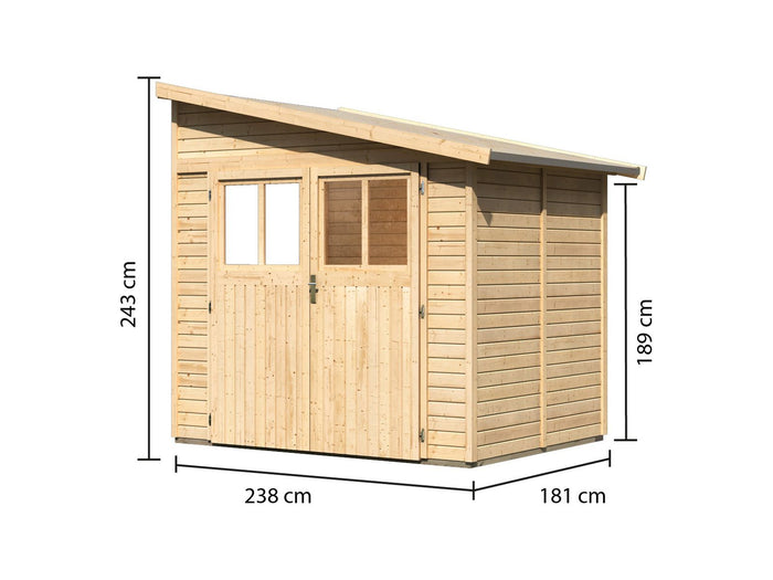 Karibu Gartenhaus Bomlitz 2 natur 19 mm