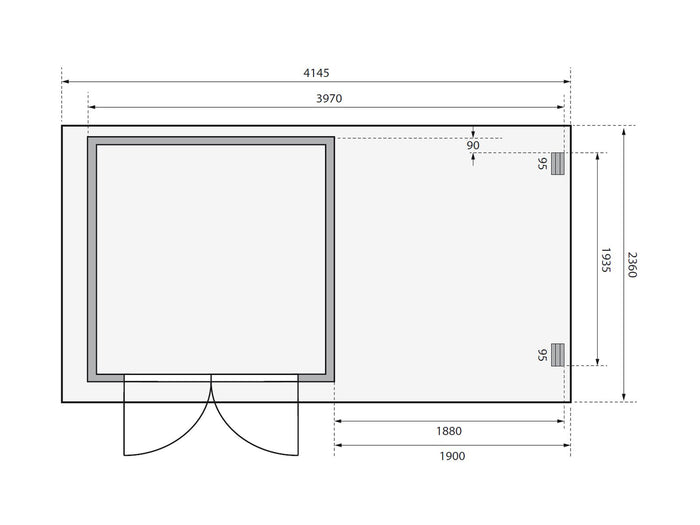 Karibu Gartenhaus Glücksburg 3 terragrau Sparset mit Schleppdach 19 mm