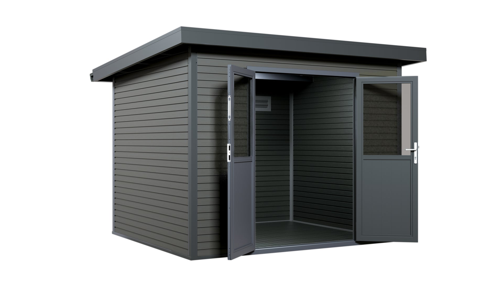 WPC Gartenhaus Linia 2824 inkl. Dachrinnen-Set, 2-farbig in Grau/Anthrazit