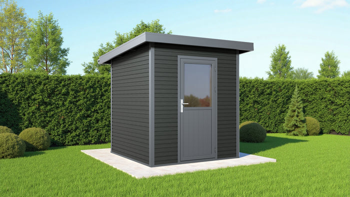 Linholm WPC Gartenhaus Linia 2020 inkl. Dachrinnen-Set, 2-farbig Grau/Anthrazit