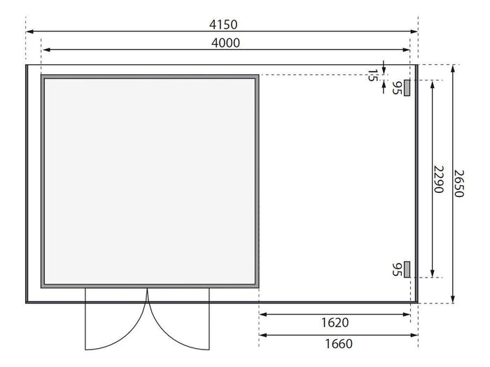 Karibu Gerätehaus Merseburg 6 SET mit Anbaudach
