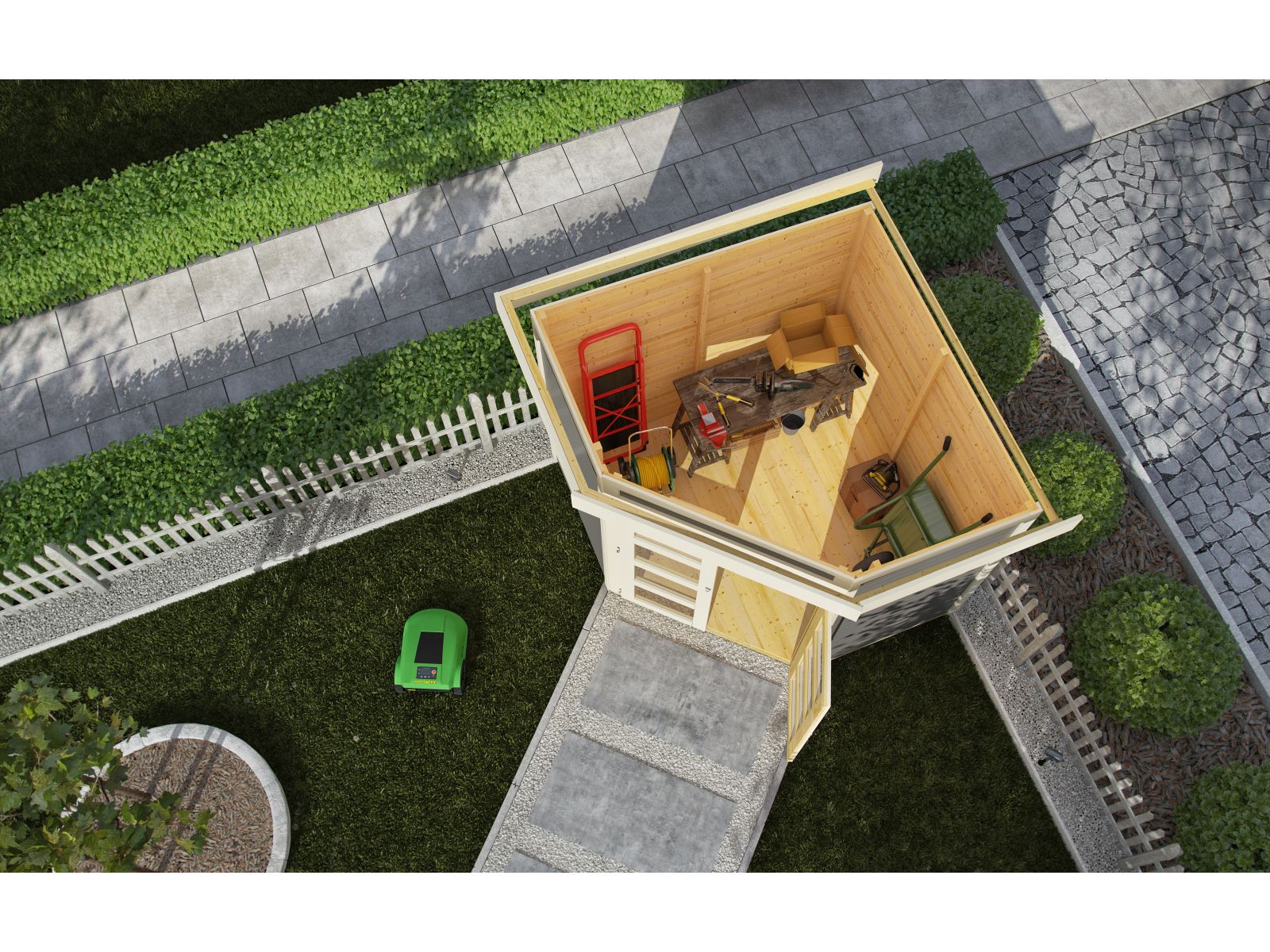 Karibu Gartenhaus Goldendorf 3 terragrau 19 mm