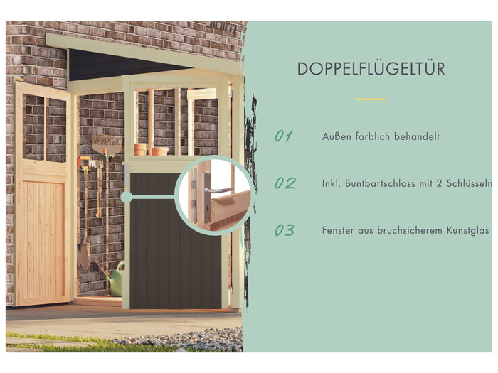 Karibu Gartenhaus Wandlitz 3 terragrau 19 mm