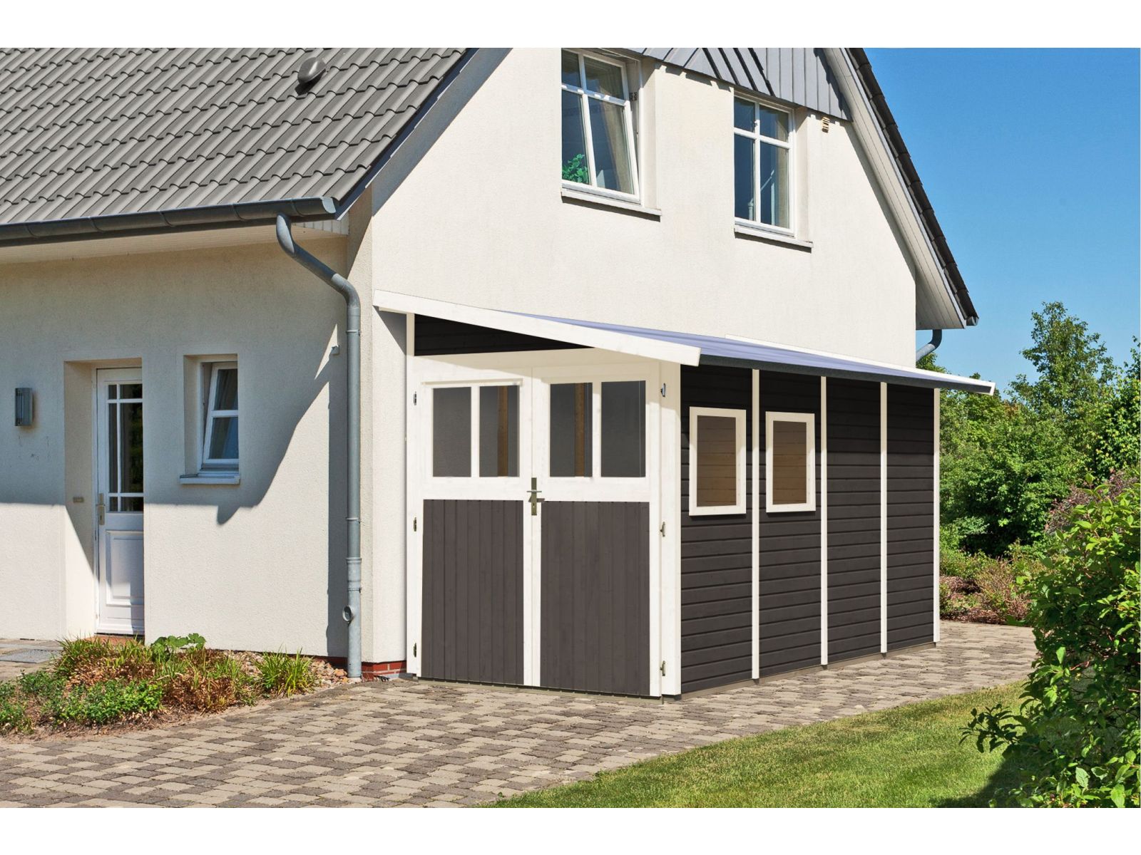 Karibu Gartenhaus Wandlitz 4 terragrau 19 mm