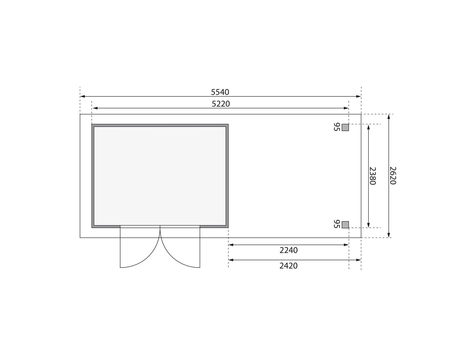 Karibu Gartenhaus Askola 5 mit Anbaudach 2,25 Meter