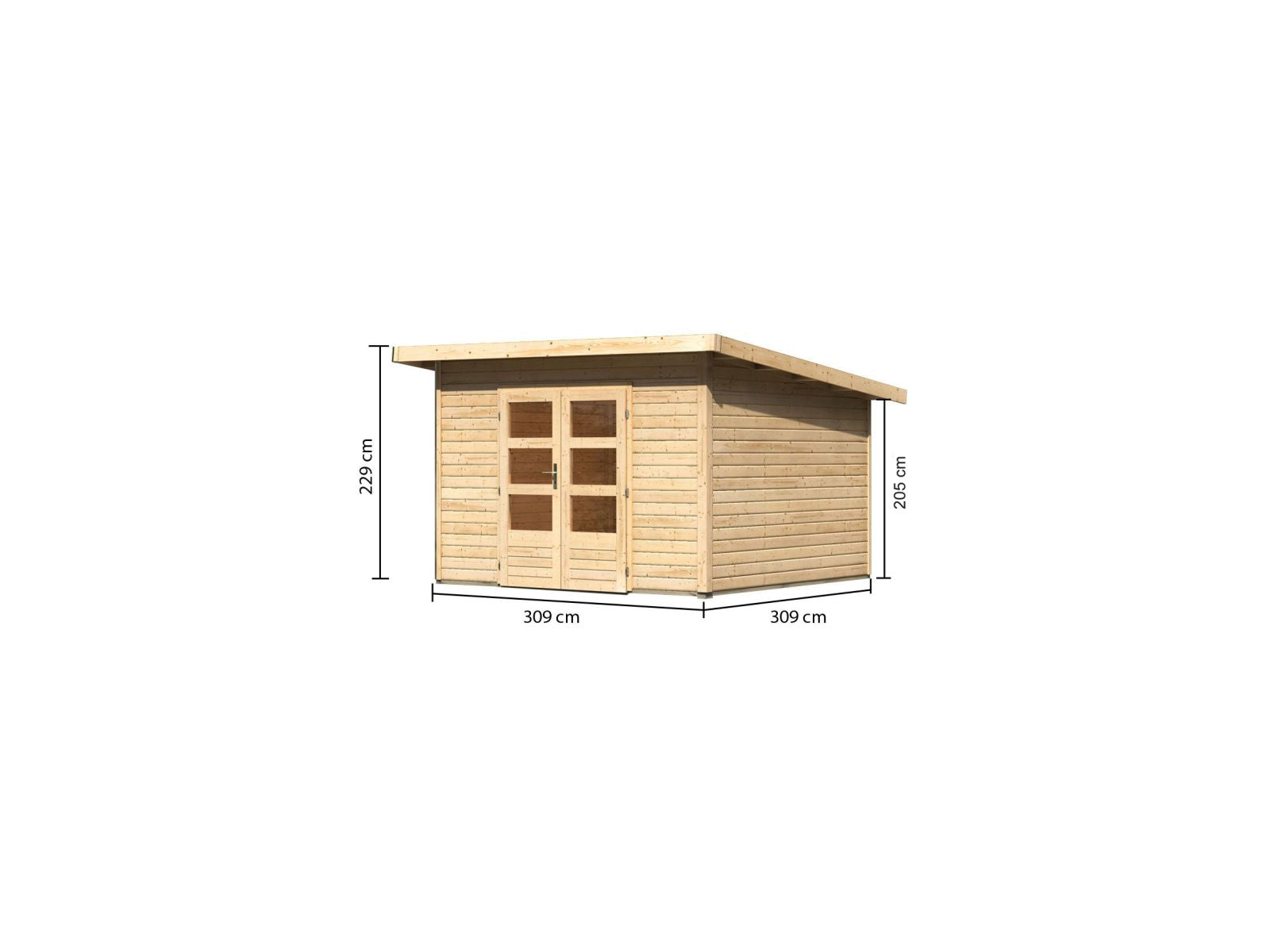 Karibu Gartenhaus Northeim 3 naturbelassen 38 mm