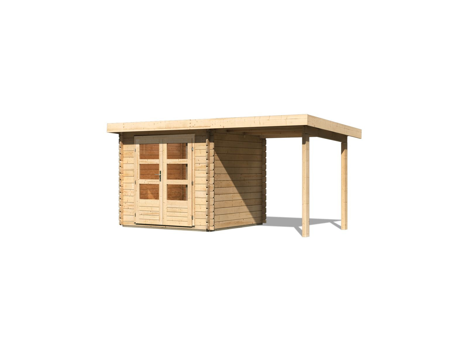 Karibu Gartenhaus Bastrup 2 mit Anbaudach 2 Meter