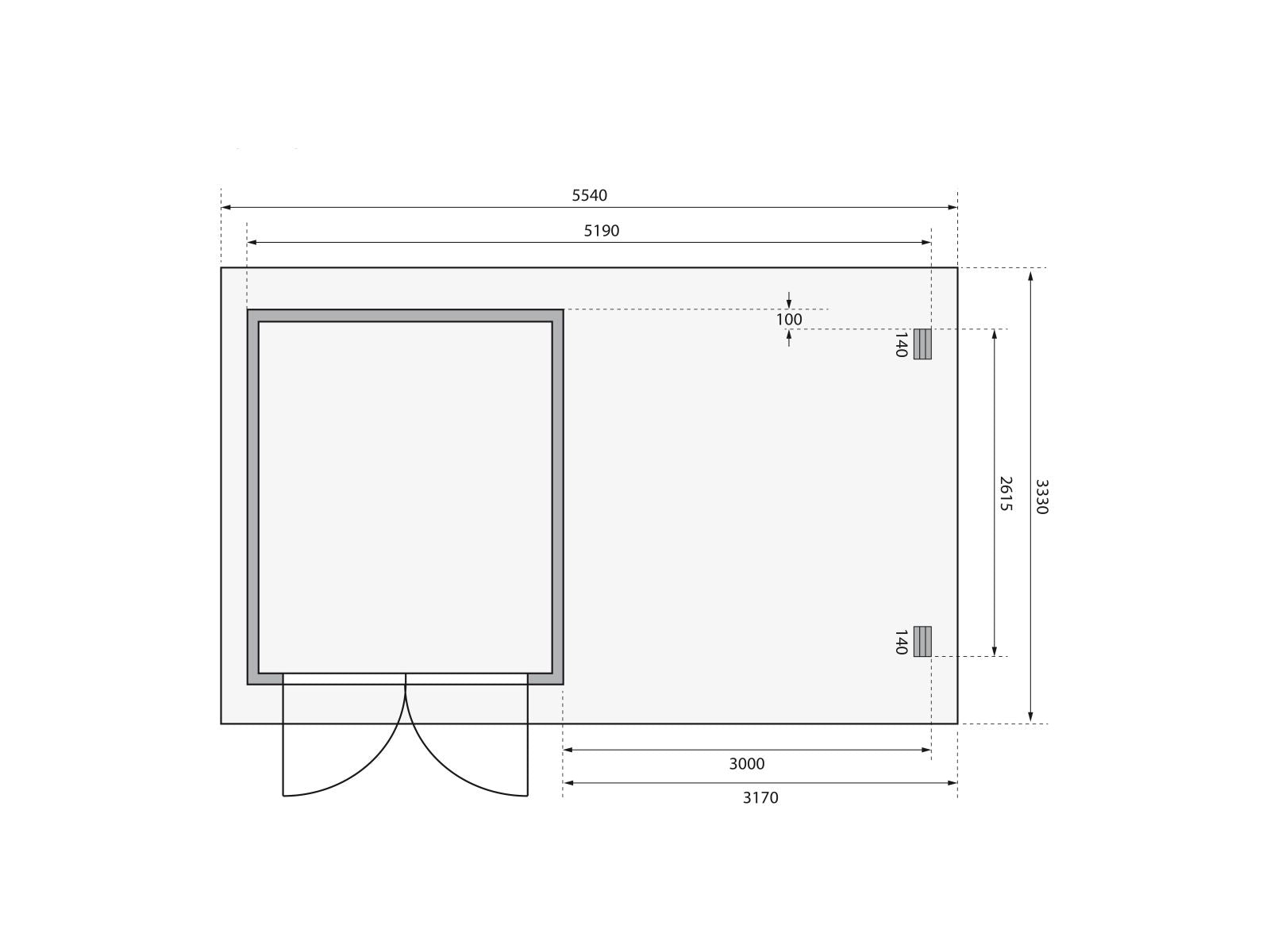 Karibu Gartenhaus Bastrup 4 mit Anbaudach 3 Meter natur