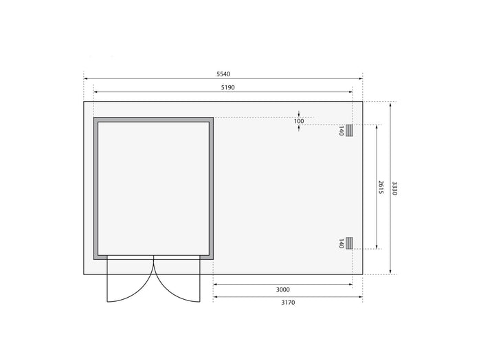 Karibu Gartenhaus Bastrup 4 mit Anbaudach 3 Meter natur