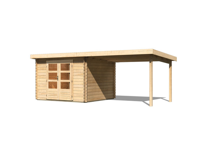 Karibu Gartenhaus Bastrup 5 mit Anbaudach 3 Meter