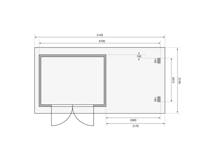 Karibu Gartenhaus Bastrup 3 mit Schleppdach 2 Meter Rück- und Seitenwand