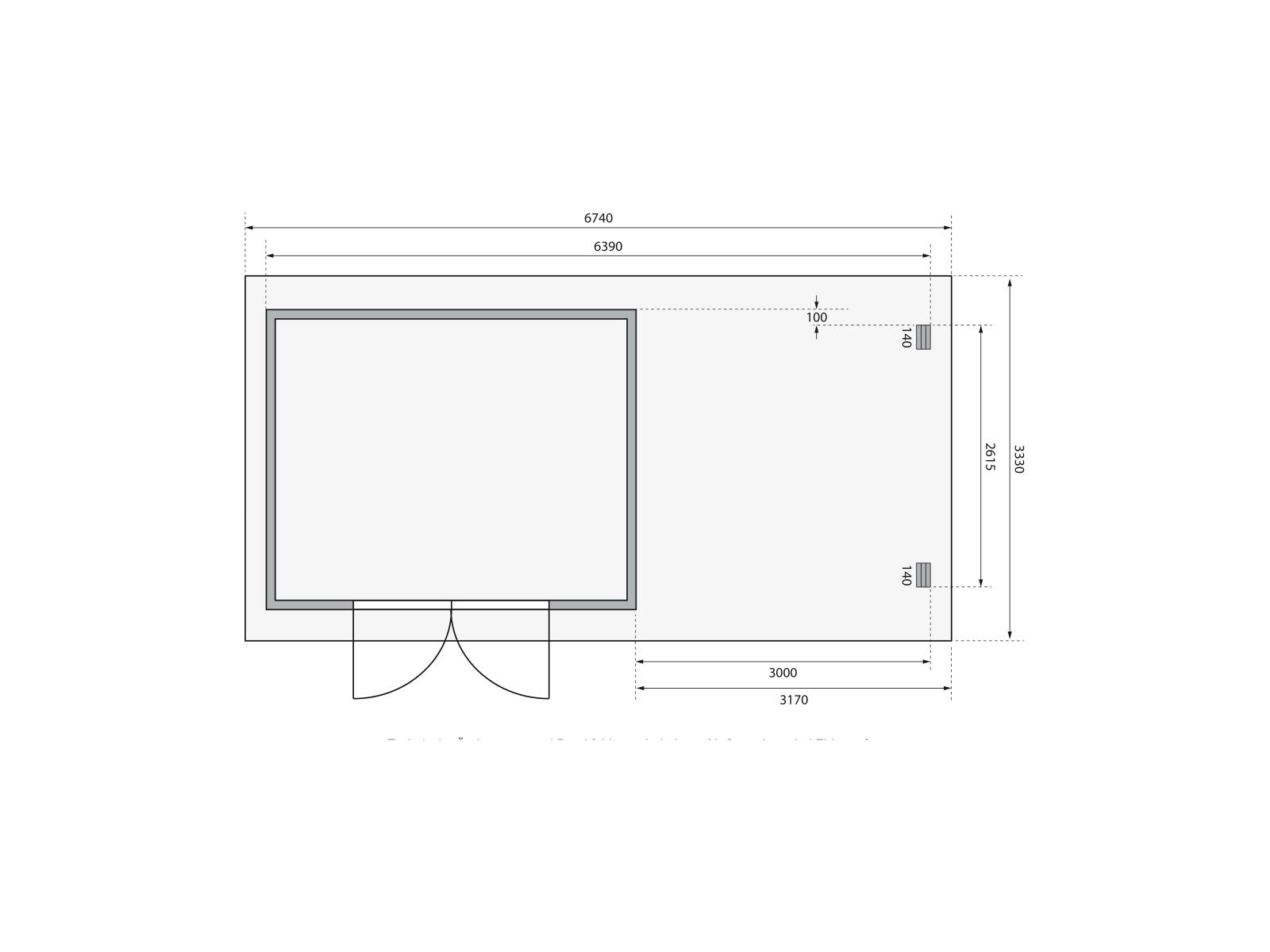 Karibu Gartenhaus Bastrup 7 mit Anbaudach 3 Meter, Rück- und Seitenwand