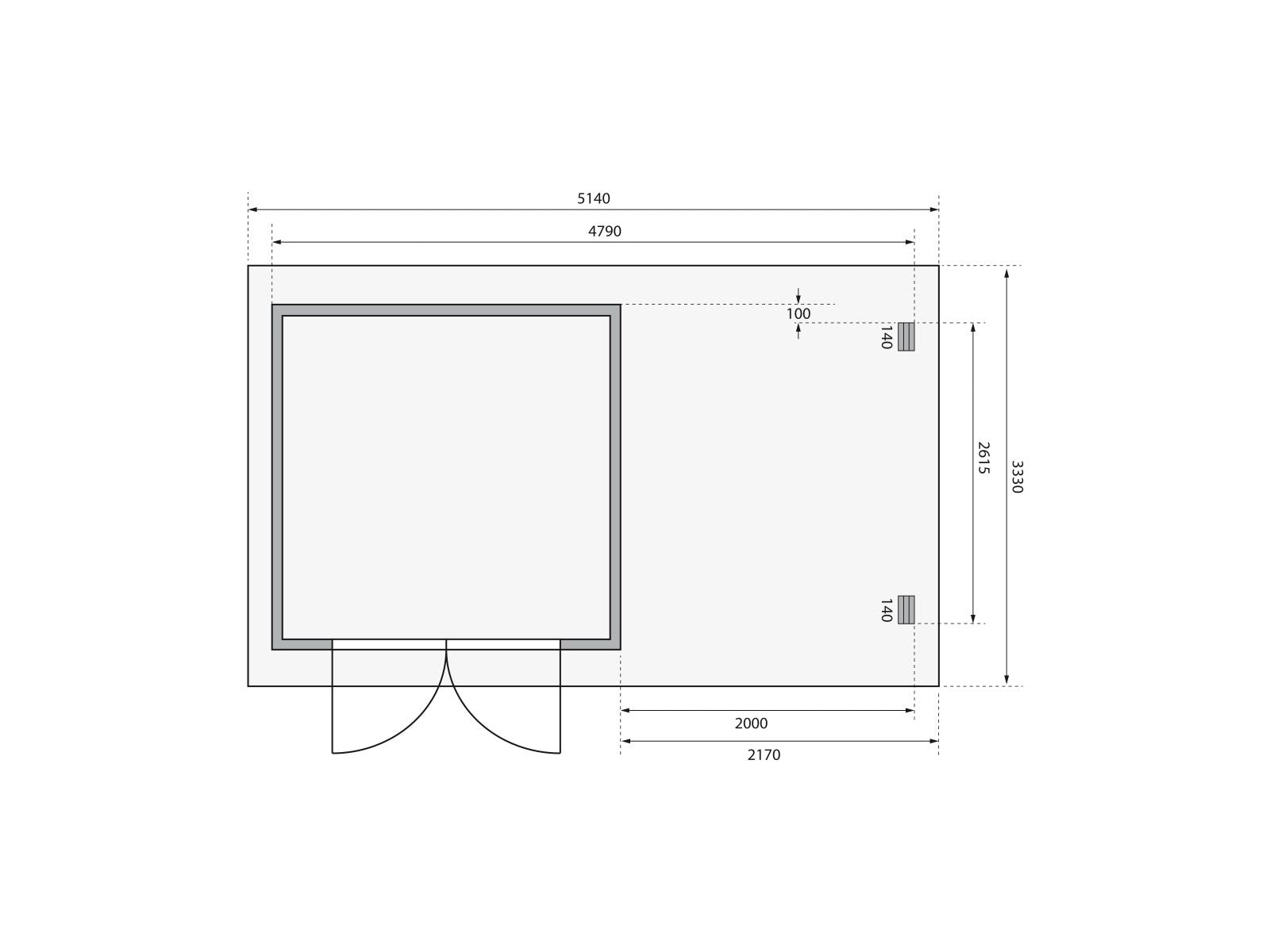 Karibu Gartenhaus Bastrup 5 mit Anbaudach 2 Meter