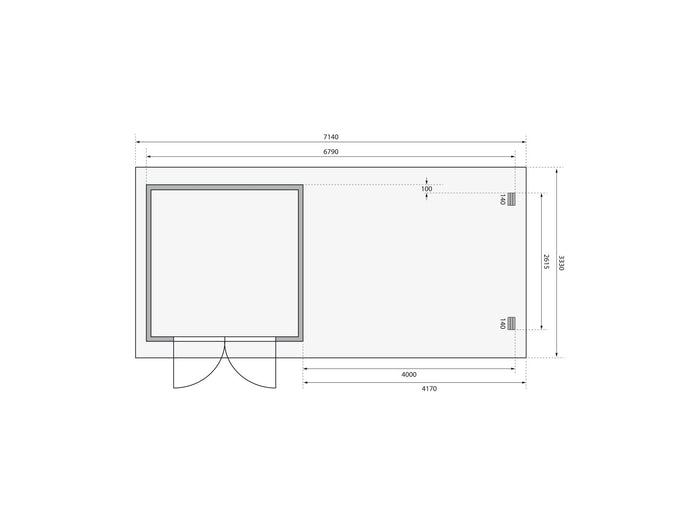 Karibu Gartenhaus Bastrup 5 mit Anbaudach 4 Meter