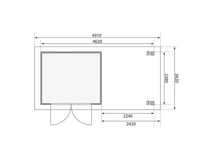 Karibu Gartenhaus Askola 3,5 mit Anbaudach 2,25 Meter