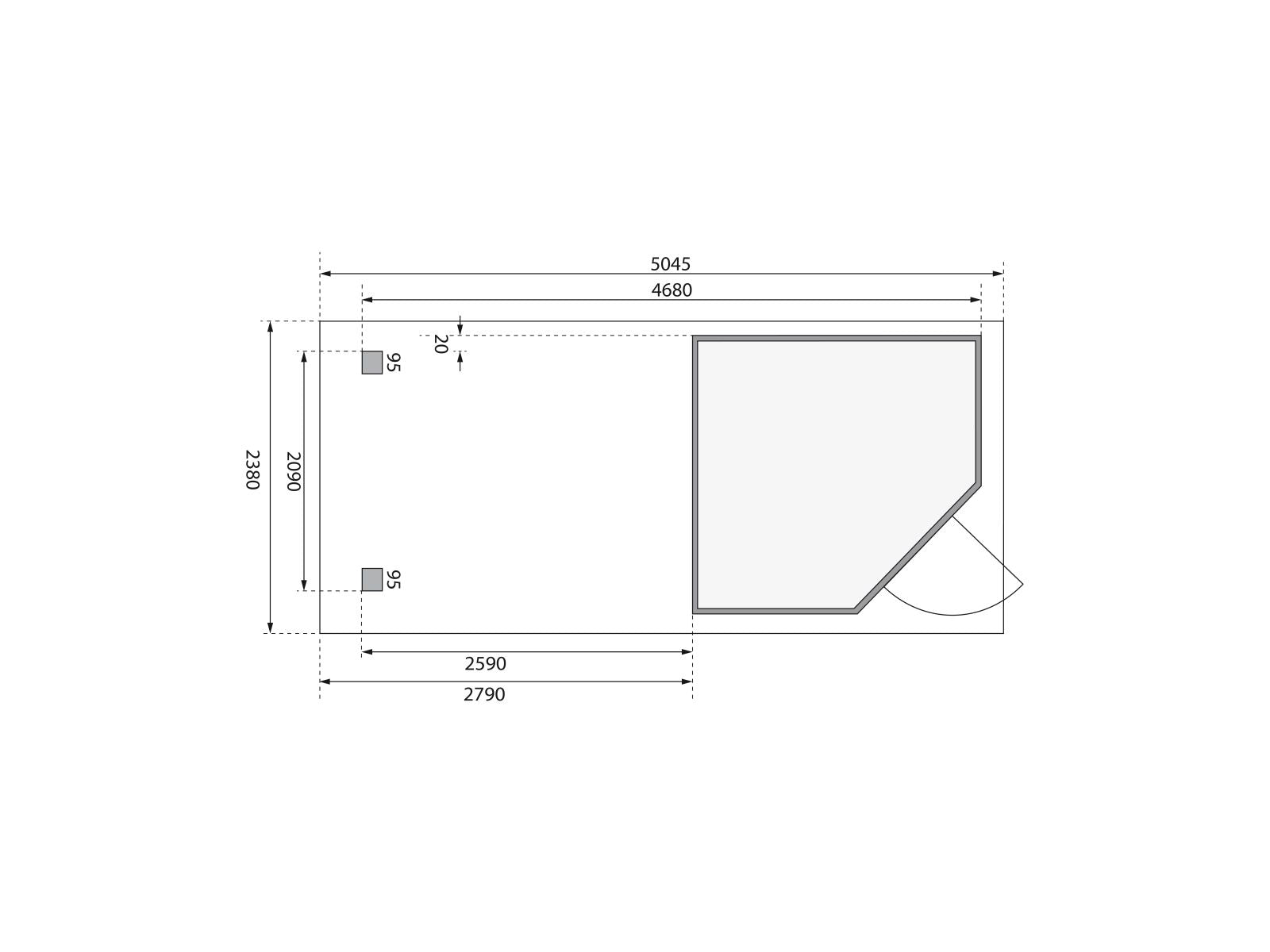 Karibu Gartenhaus Schwandorf 3 natur mit Anbaudach 2,75 Meter
