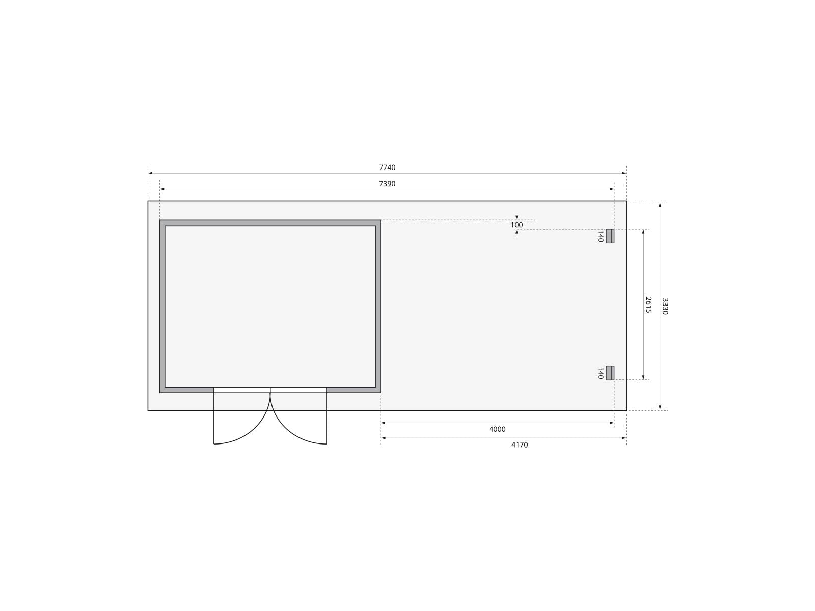 Karibu Gartenhaus Bastrup 7 mit Anbaudach 4 Meter