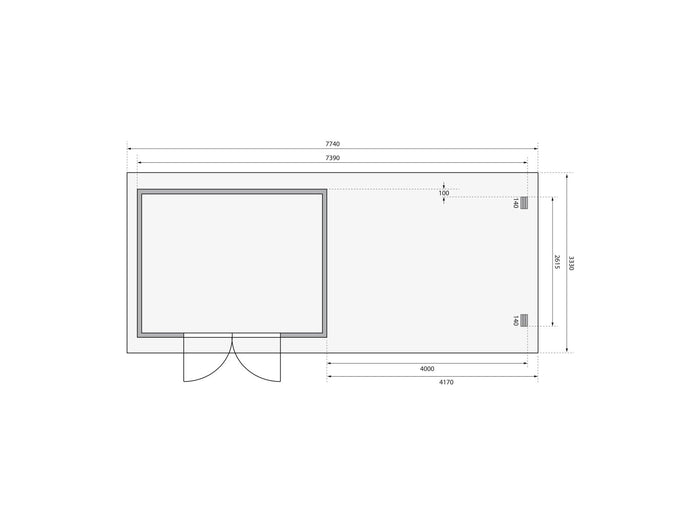 Karibu Gartenhaus Bastrup 7 mit Anbaudach 4 Meter