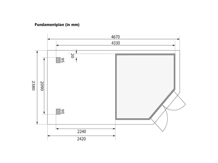 Karibu Gartenhaus Goldendorf 3 terragrau 19 mm mit Anbaudach 2,20 m