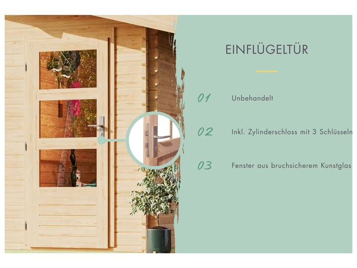 Karibu Gartenhaus Schönbuch 1 38 mm 2-Raum-Haus