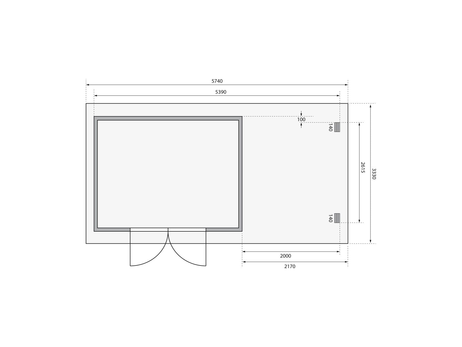 Karibu Gartenhaus Bastrup 7 mit Anbaudach 2 Meter