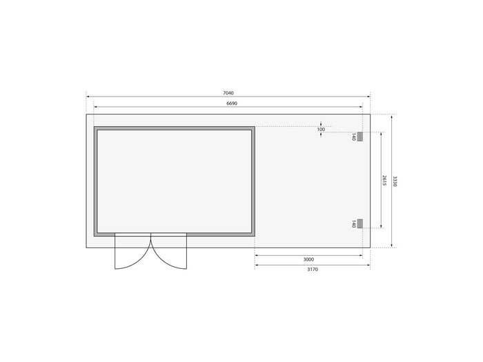 Karibu Gartenhaus Bastrup 8 mit Anbaudach 3 Meter natur
